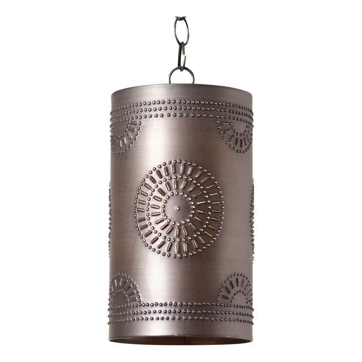 Irvins Country Tinware Rustic Cylinder Pendant In Kettle Black Tin