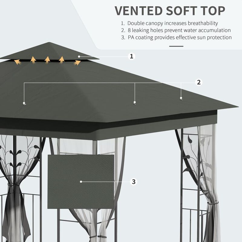 Hivvago 10' x 10' Double Roof Gazebo with Netting image number 3