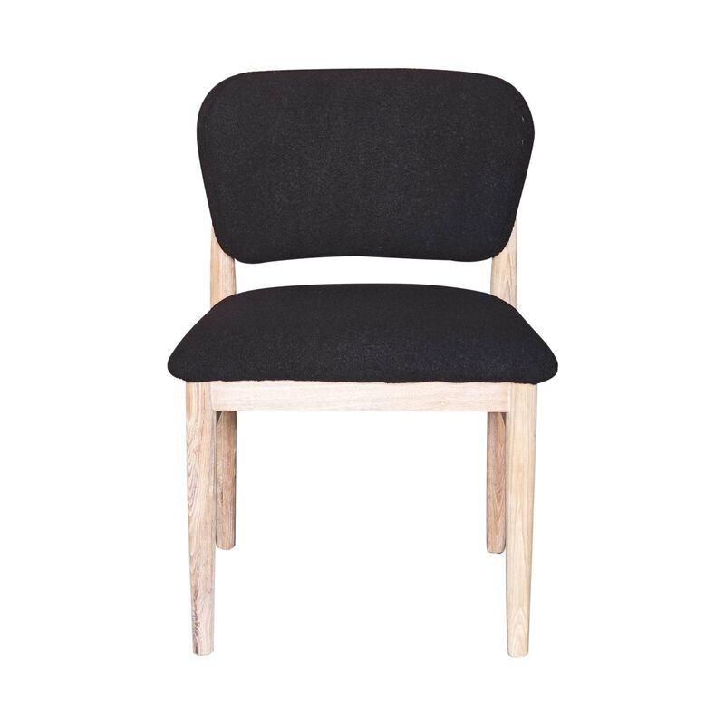 Fela Dining Chair Set of 2, Black Seat and Back, Natural Brown Wood