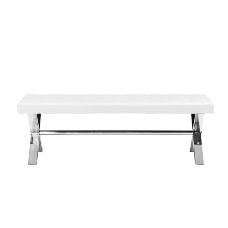 Pangea Home Beverly Bench Faux Leather White