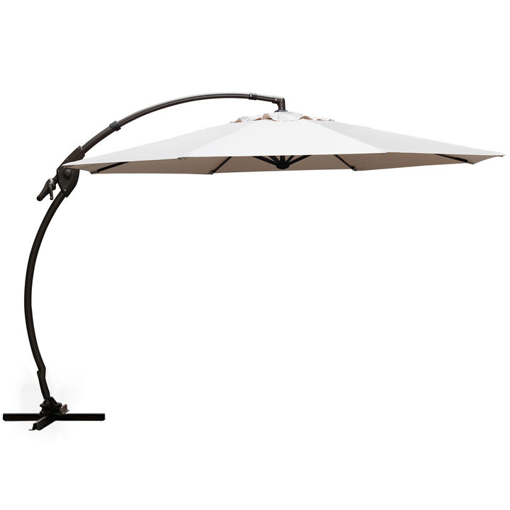 Mondawe 11ft Cantilever Umbrella w/ 360° Rotation & 90° Tilt, Powder-Coated Aluminum Frame Umbrella(Without Base)