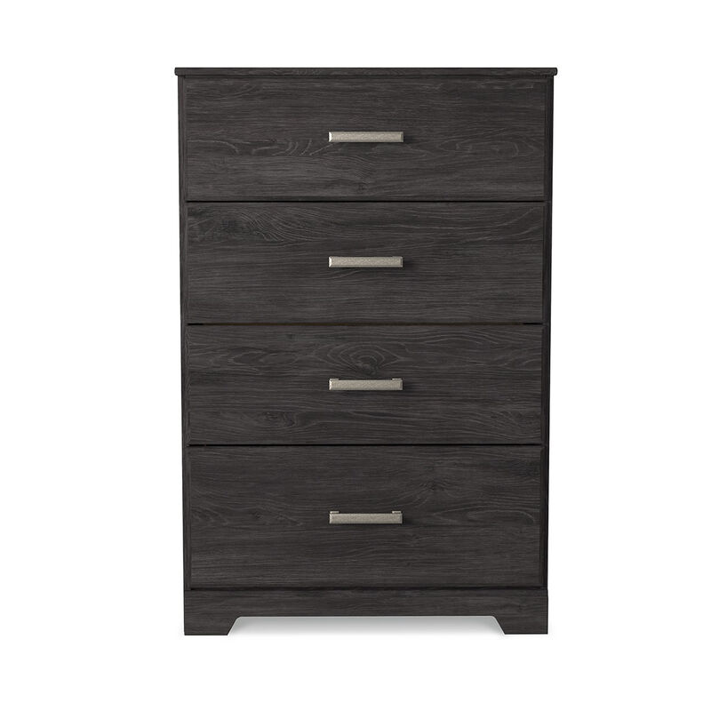 Cyme Tall Dresser Chest, 4 Drawer, Modern Dark Charcoal Brown Laminate