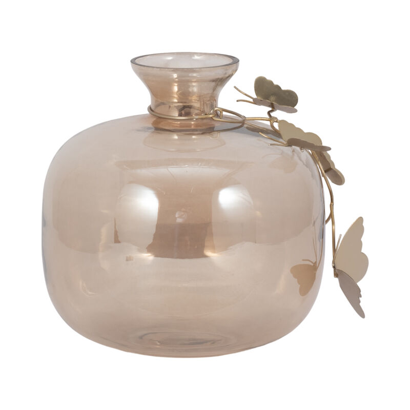 Glass Vase W/Butterfly Garland image number 3