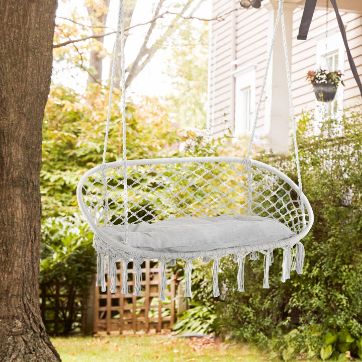 Hivvago 2-Person Macrame Hammock Chair with Cushion