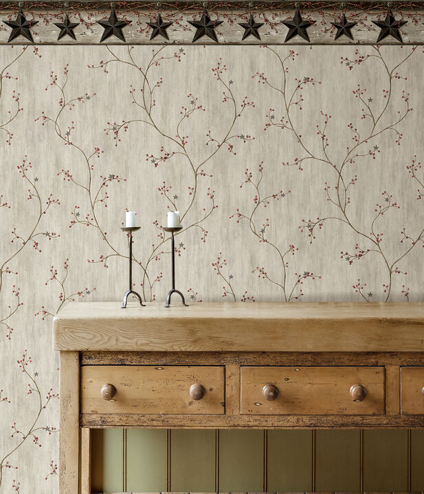 Ennis Black Rustic Barn Star Wallpaper