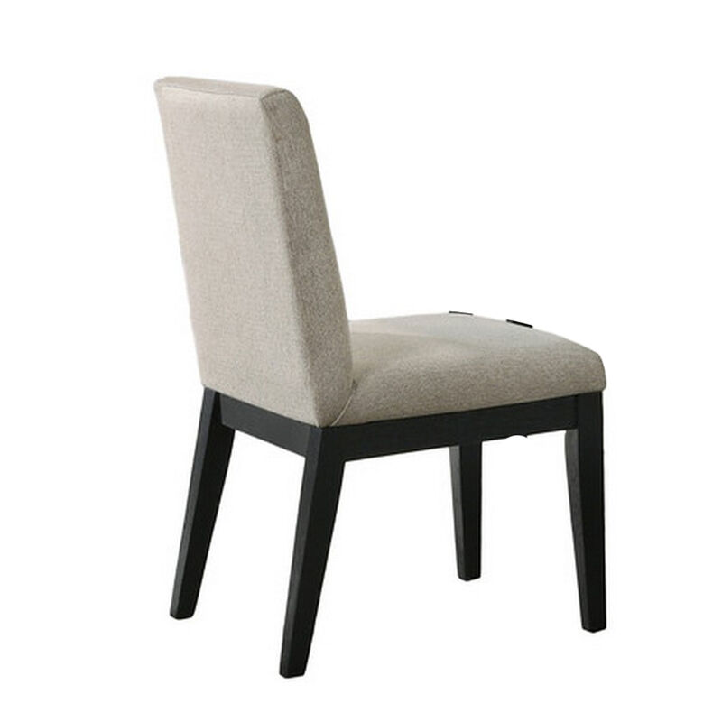 Kiy 5pc Black Dining Table Set with 4 Ergonomic Chairs, Beige Upholstery - Benzara