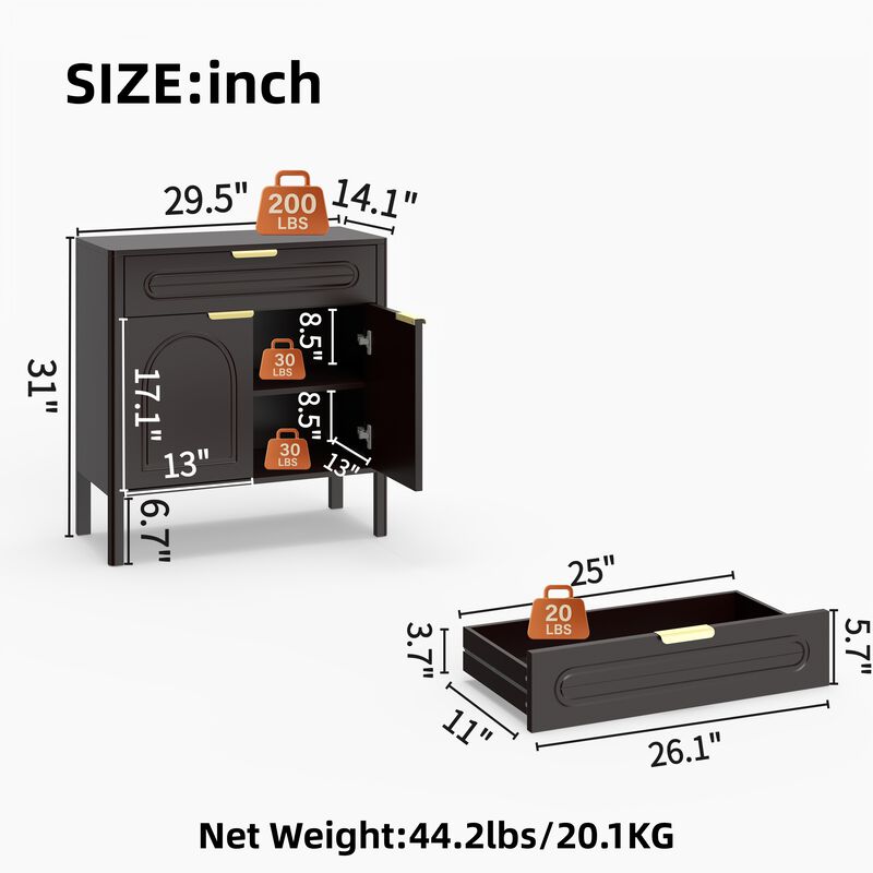 Hirtlu Arched Accent Storage Cabinet image number 3