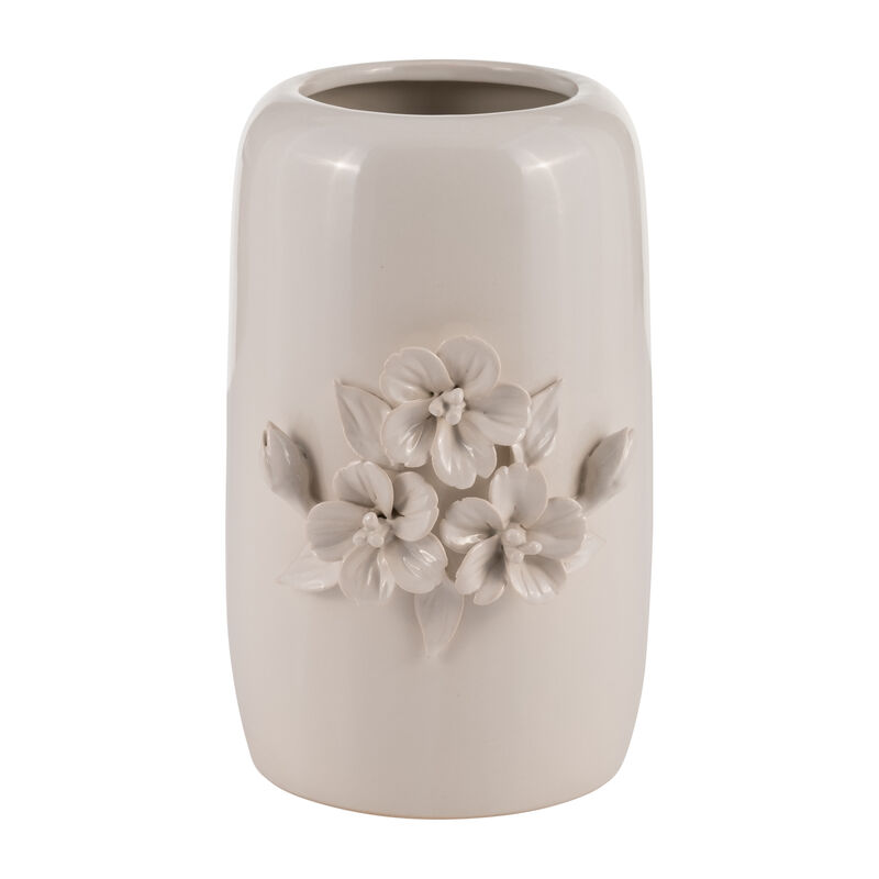 Cer, 8"h Flower Bunch Vase, Ivory image number 0