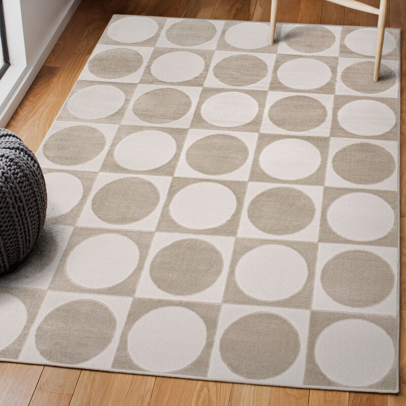 Helena Modern Geometric Circles In Squares High-Low Area Rug