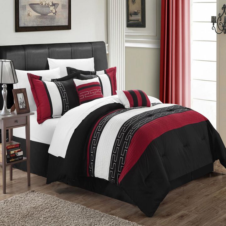 Chic Home Carlton Comforter Bed In A Bag Set - Queen 86x86, Black