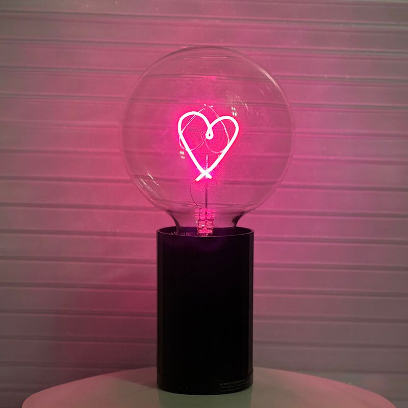 Bulb HEART Red with Base Table Lamp PORTABLE Pop image number 4