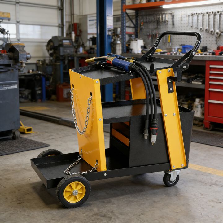 ELEMENT ACE Multi-Function Welder Trolley for MIG TIG ARC Plasma Cutters with 4 Storage Drawers, 2 Safety Chains for Gas Cylinders, Portable Durable Welding Workstation