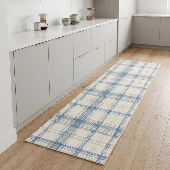 HomeRoots Plaid Runner Rug