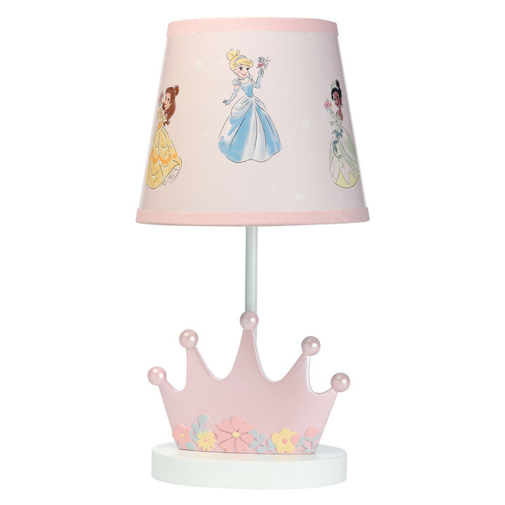 Lambs & Ivy Disney Princesses Pink Crown Nursery Lamp with Shade & Bulb