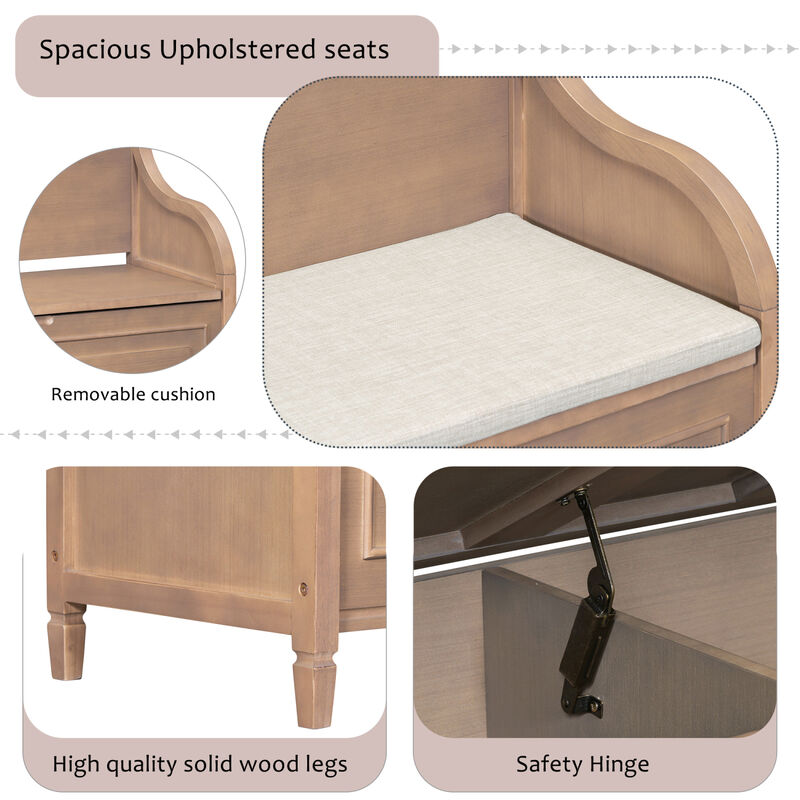 Streamdale Rustic Solid Wood Multifunctional Entry Bench image number 7