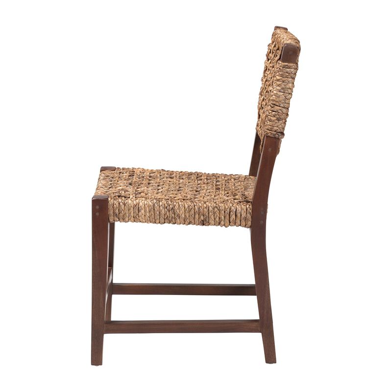bali & pari Alise Handwoven Seagrass Dining Chair with Mahogany Wood Frame &ndash; Woven Back and Seat Chair for Dining Room or Kitchen, Earthy Brown