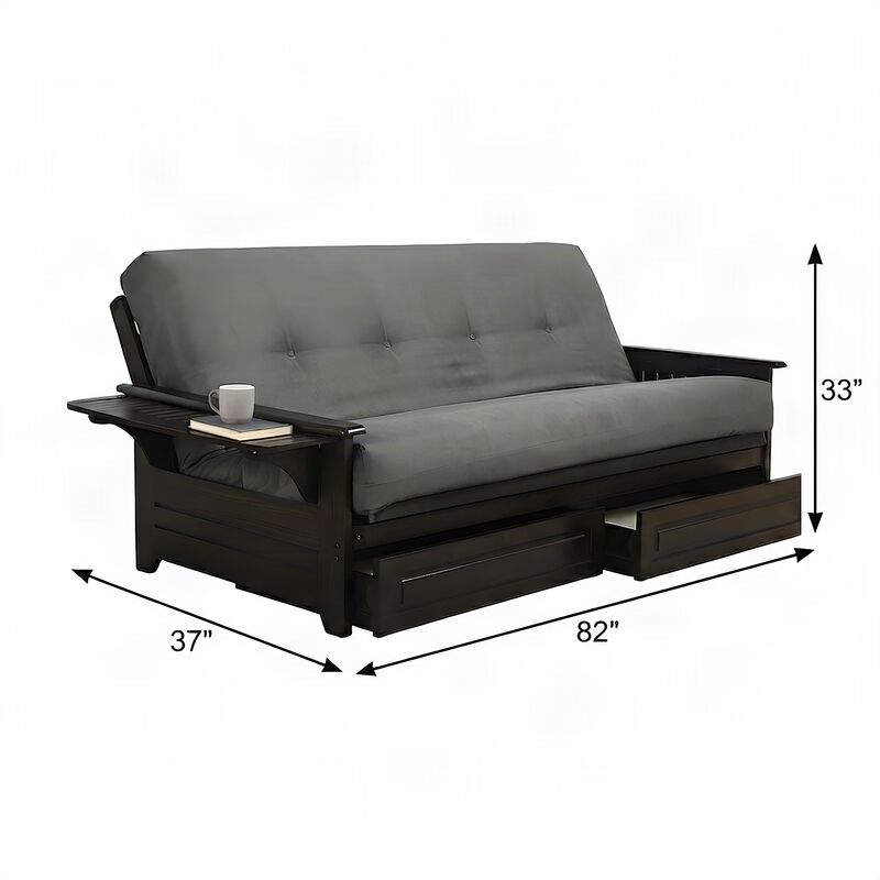 Phoenix Frame-Espresso Finish-Suede Gray Mattress-Storage Drawers image number 5