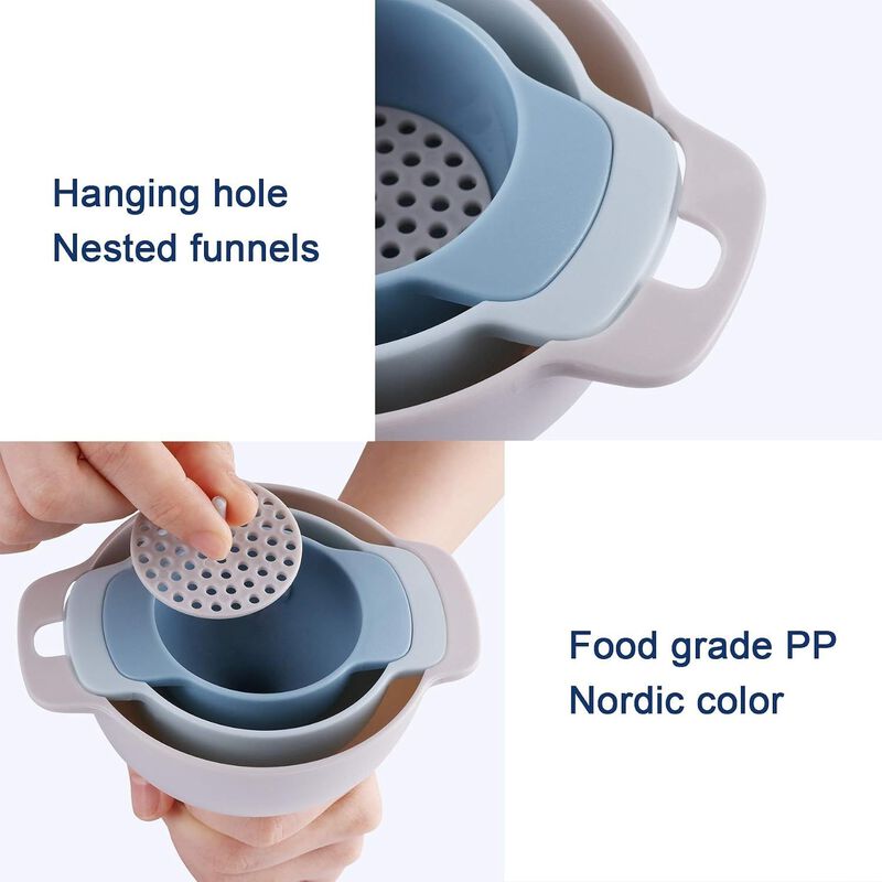 Pack of 3 Kitchen Funnel Set with Detachable Strainer image number 2