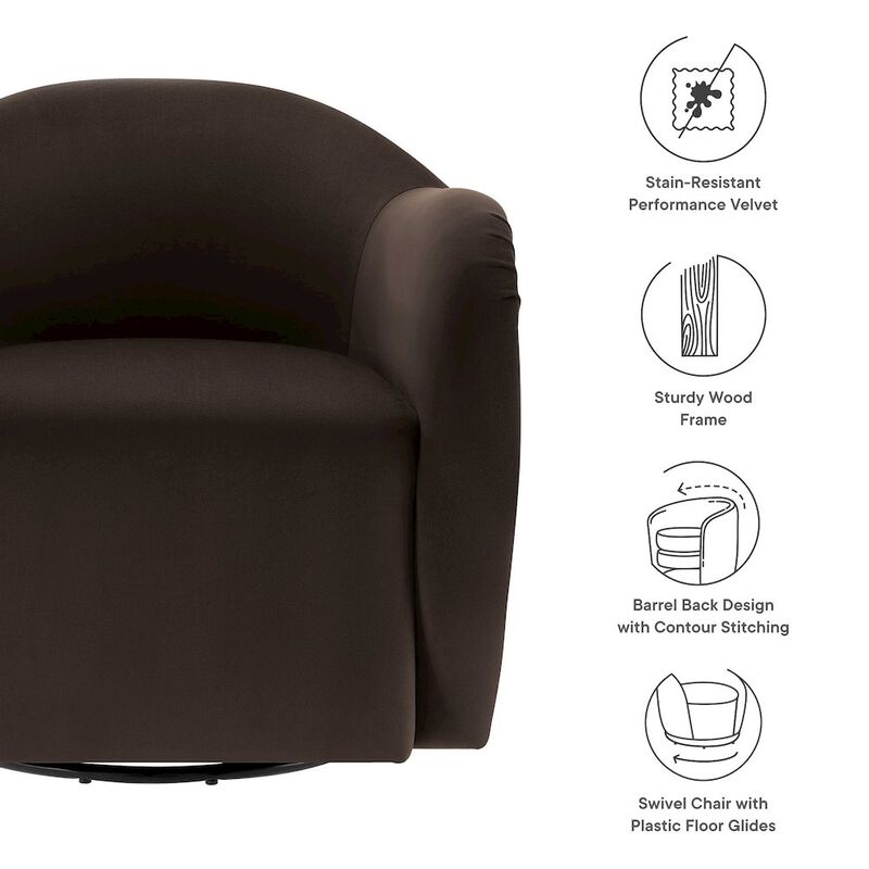 Compose Performance Velvet Swivel Armchair image number 2