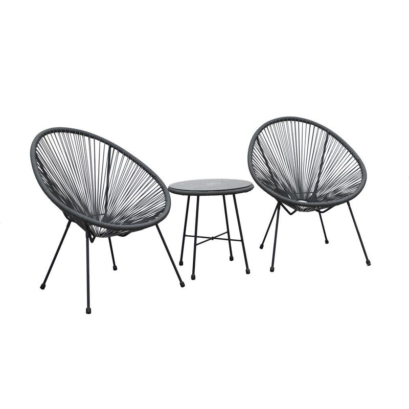 DUKAP Sassio 3 piece Conversation Patio Set - Black