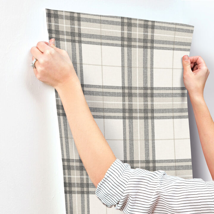 Cabin Check Charcoal Plaid Wallpaper