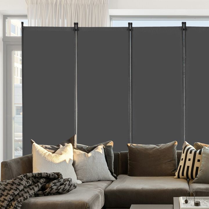 Folding Room Divider with 6 Panels, Portable Privacy Screen for Office, Bedroom & Living Room-Grey