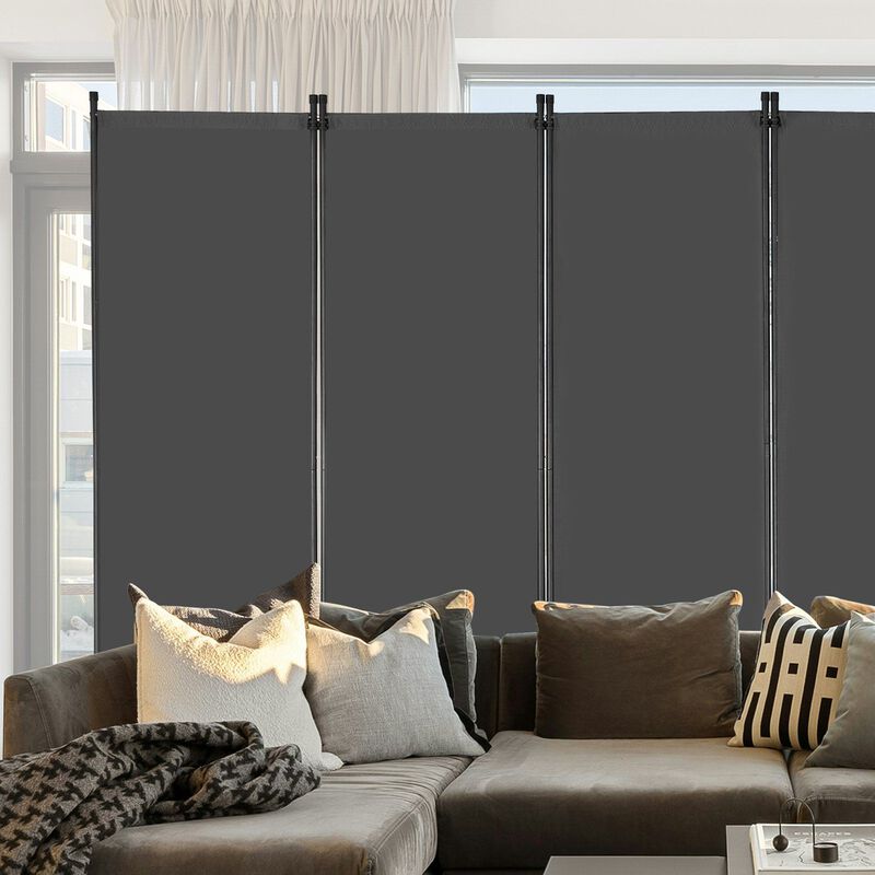 Folding Room Divider with 6 Panels, Portable Privacy Screen for Office, Bedroom & Living Room-Grey image number 1