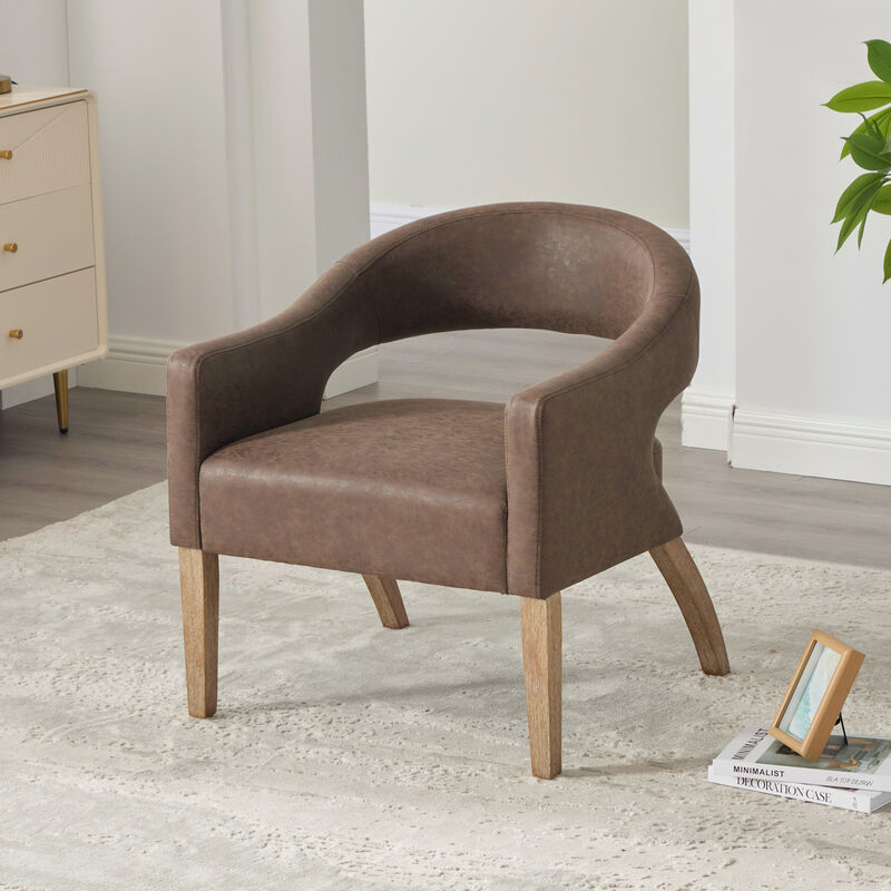 GOODSILO Modern Upholstered Accent Armchair Barrel Dining Chair Hollow-Out Side Club Chair image number 3