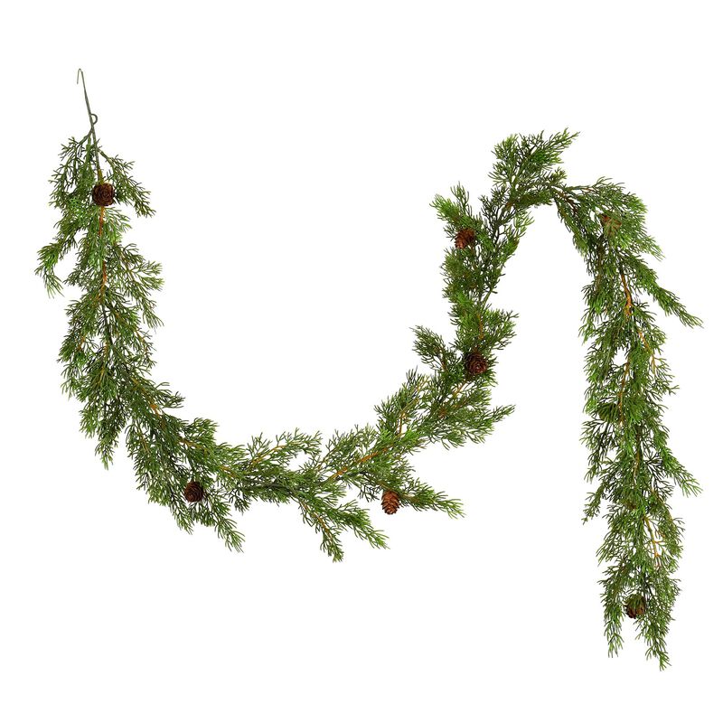 Vickerman 62" x 82 Cypress Artificial Christmas Garland, Unlit - Faux Seasonal Indoor Garland Christmas Decor image number 0