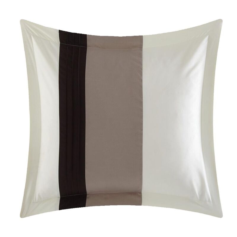 Chic Home Moriarty Elegant Color Block Ruffled BIB Soft Microfiber Sheets 10 Pieces Comforter Decorative Pillows & Shams - Queen 90x90, Beige