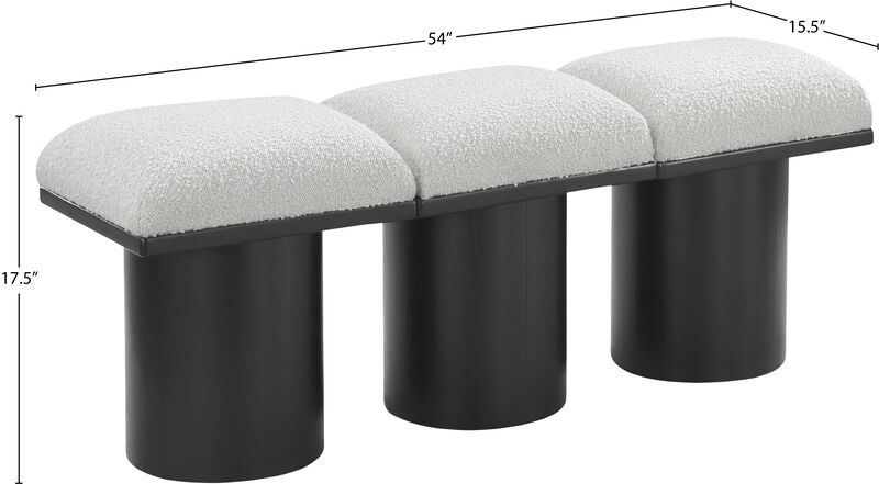 Meridian Furniture Pavilion Cream Boucle Fabric Bench