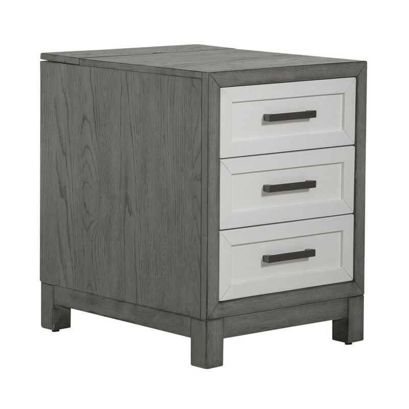 Liberty Furniture 3 Drawer Chairside Table Contemporary White in Two-Tone Shell White image number 0
