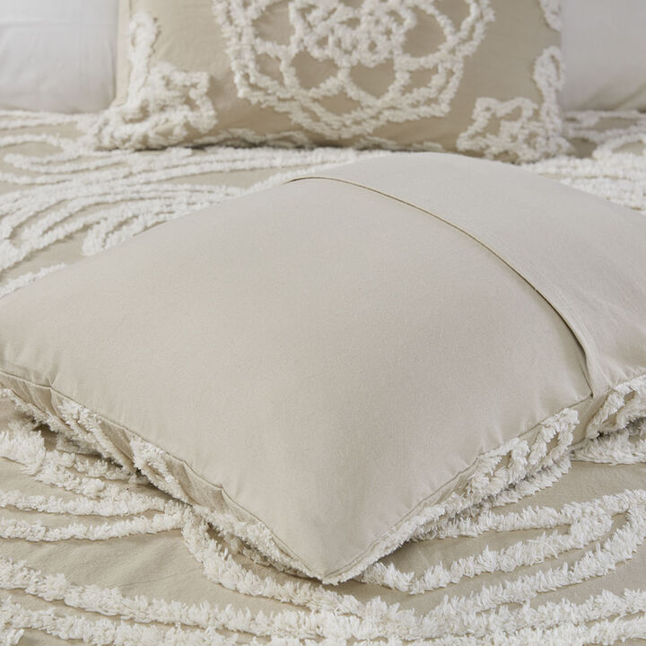 Gracie Mills Ray 3-Piece Boho-Inspired Tufted Cotton Chenille Medallion Comforter Set