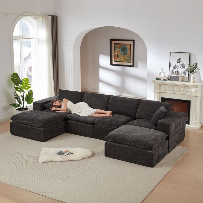 Cukruf Modern Chenille cloud sofa image number 3