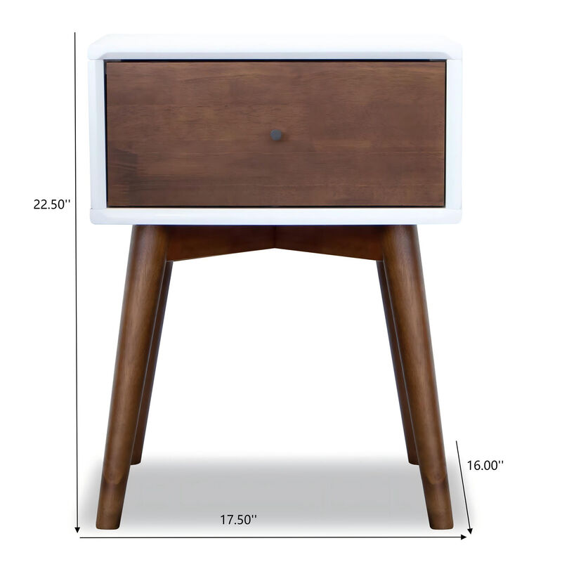 22.5" Assembled Mid Century Nightstand 1-Drawer Solid Wood image number 7