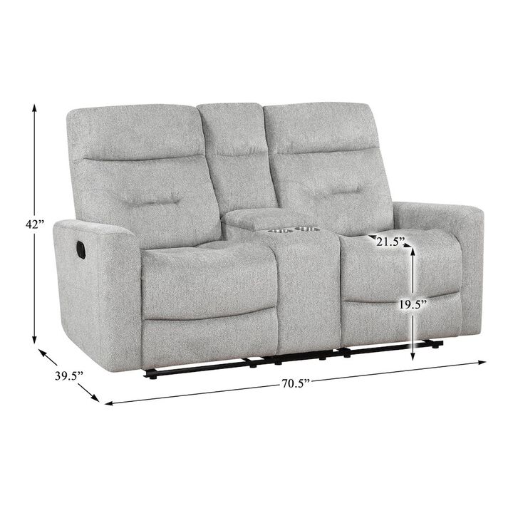 Lexicon Lyndon Chenille Double Reclining Love Seat With Center Console In Gray