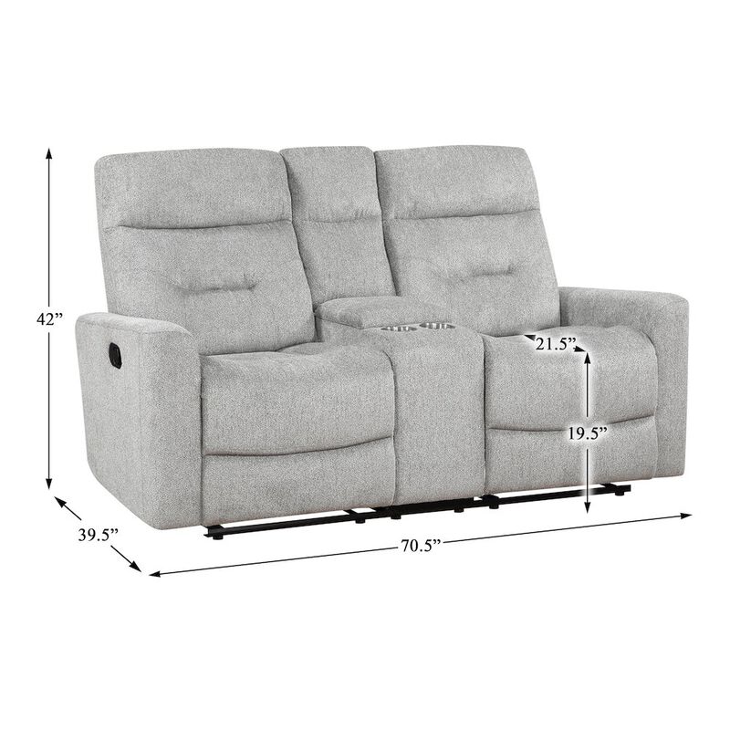 Lexicon Lyndon Chenille Double Reclining Love Seat With Center Console In Gray