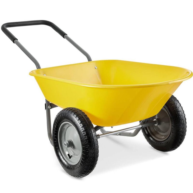 Hivvago Heavy Duty 2-Wheel Multipurpose Rust Proof Wheelbarrow - Orange