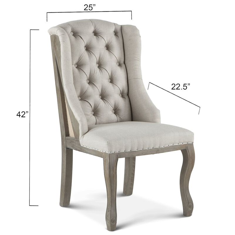 World Interiors Portia Dining Chair in Off-White Linen and Oak