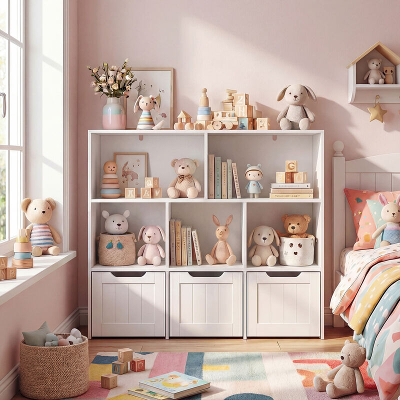 Kids Toy Organizer with Movable Drawers and Open Cubby Storage image number 1