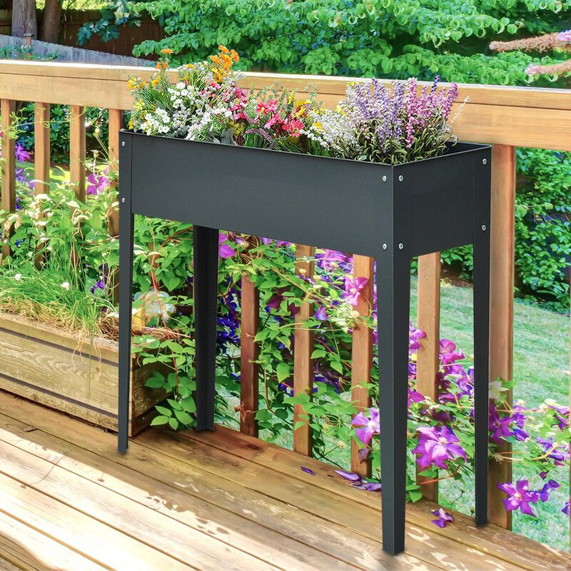Hivvago Raised Garden Planter Metal Box with Drainage Holes image number 1