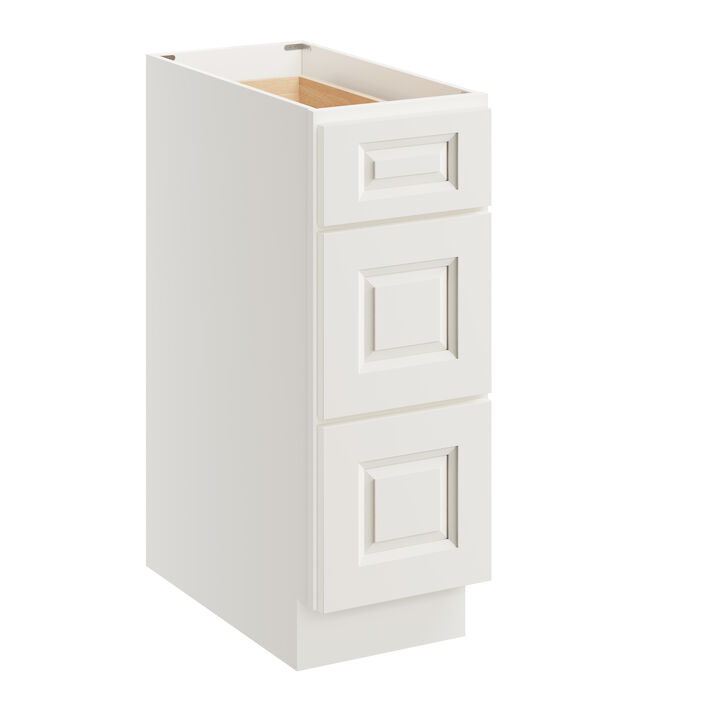 Compact 3-Drawer Base Cabinet, Soft-Close Undermount Slides for Kitchen or Bathroom Storage