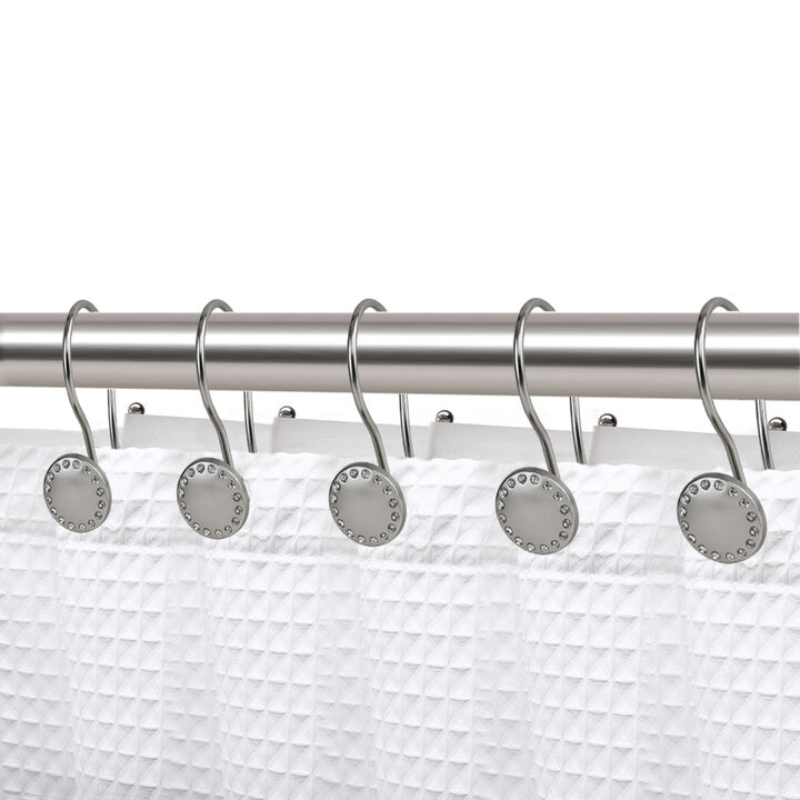 Utopia Alley Rust-Resistant Metal Double Shower Curtain Hooks, Shower Hooks Hangers for Bathroom, Kitchen Utensils, Curtains, Clothing, Towels etc - Set of 12