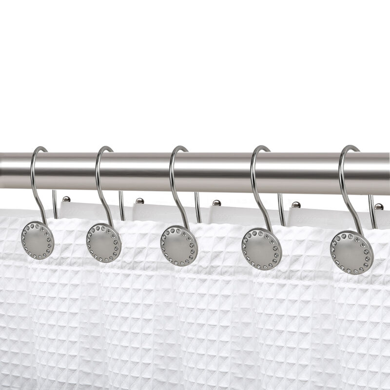 Metal Double Shower Curtain Hooks, Set of 12 image number 1