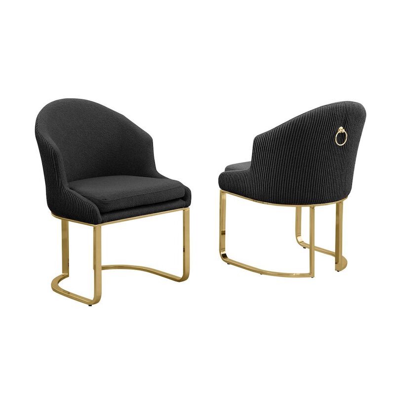 Best Quality Furniture Black With Gold Side Chairs, Set Of Two