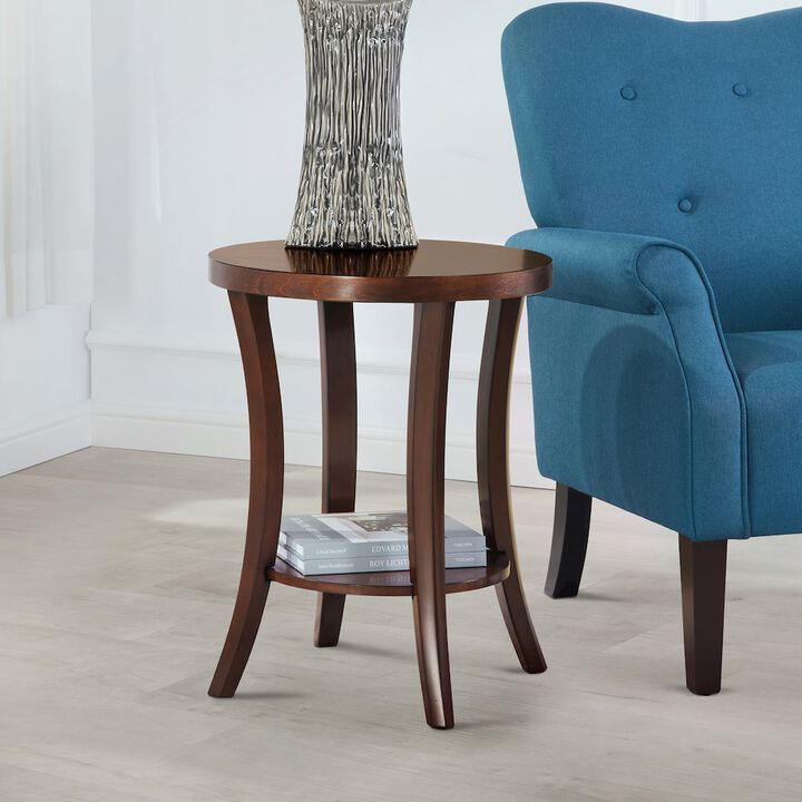 Convenience Concepts Charleston Round End Table with Shelf