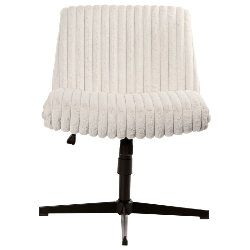 HomeRoots Ivory And Black Adjustable Height Faux Fur Swivel Rolling Gaming Chair image number 0