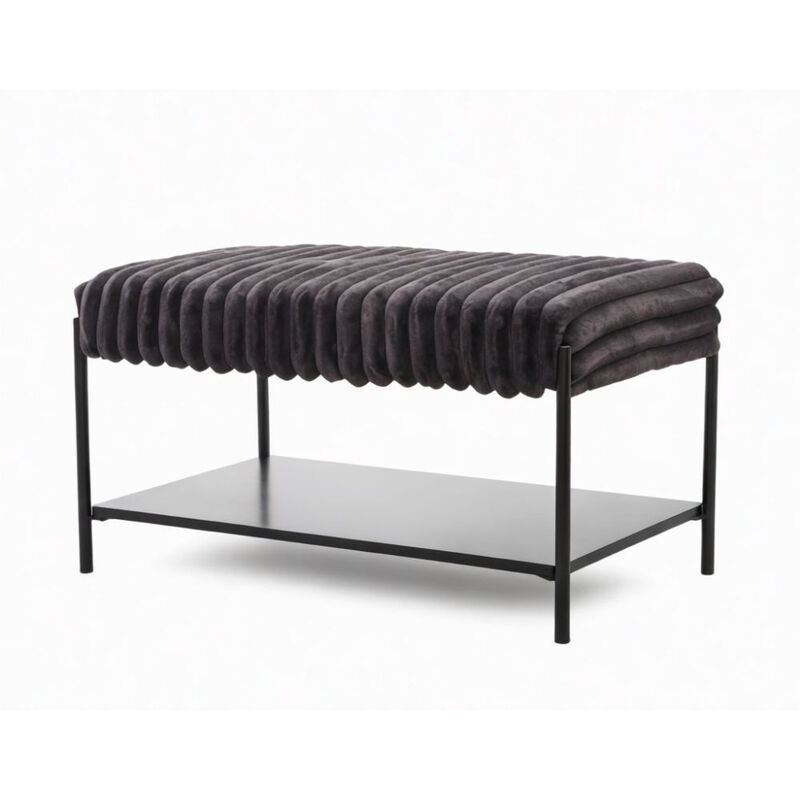 GOODSILO Versatile Upholstered Ottoman Foot Rest with Open Storage Shelf and Sturdy Metal Legs for Modern Living Spaces image number 0