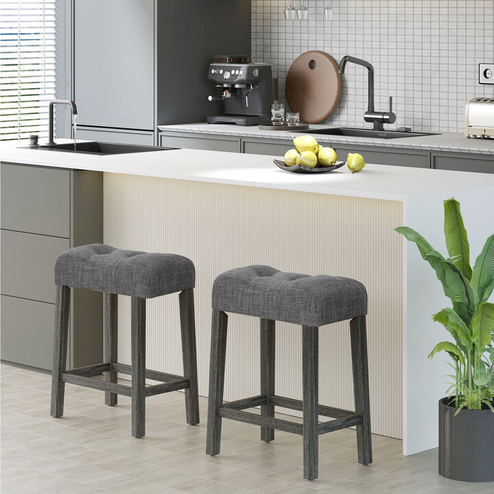 Set of 2 Saddle Bar Stools with Padded Seat