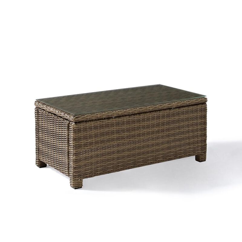 Crosley Furniture Bradenton Outdoor Wicker Coffee Table Weathered Brown